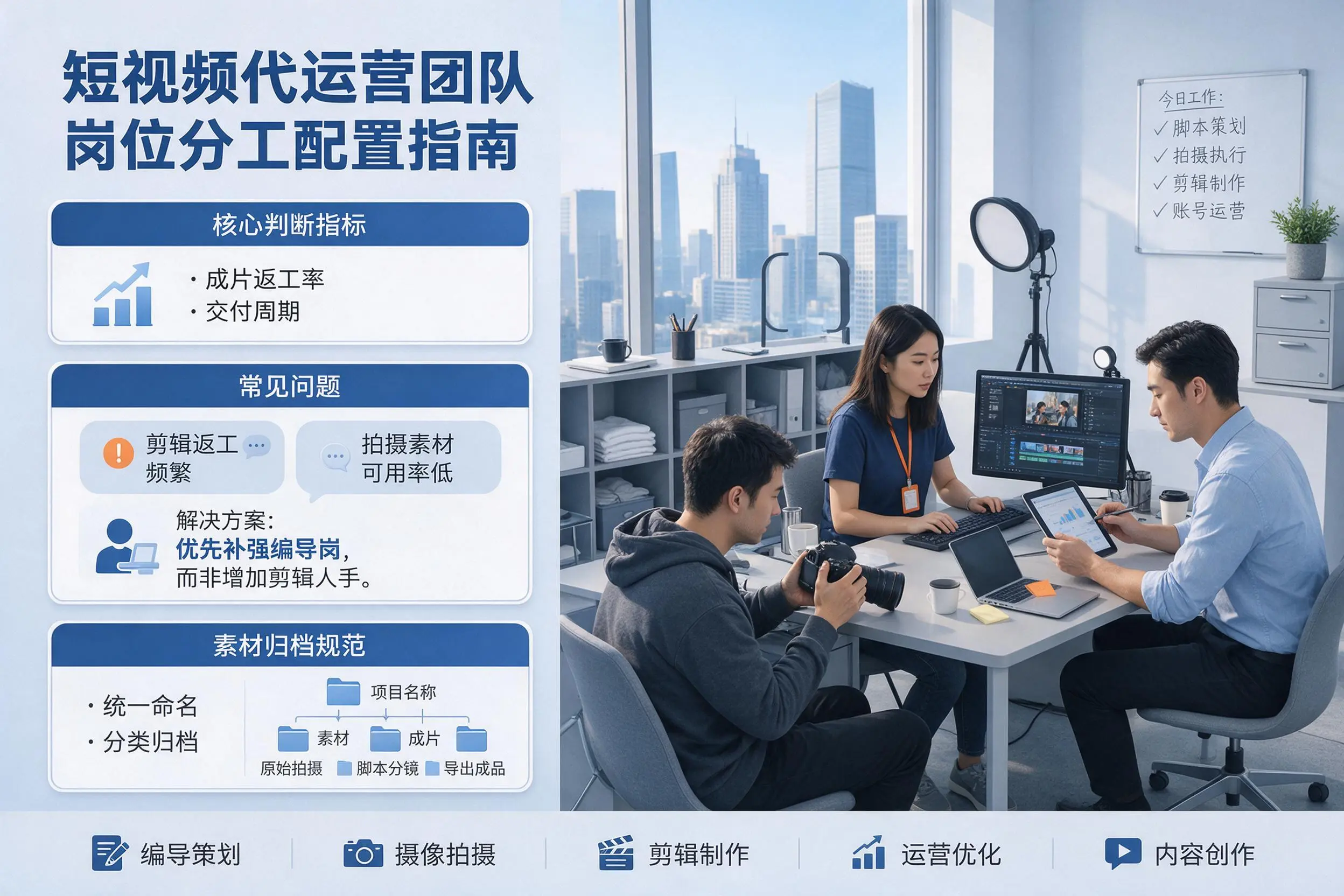 短视频代运营团队如何配置?嘉兴企业岗位分工科普说明