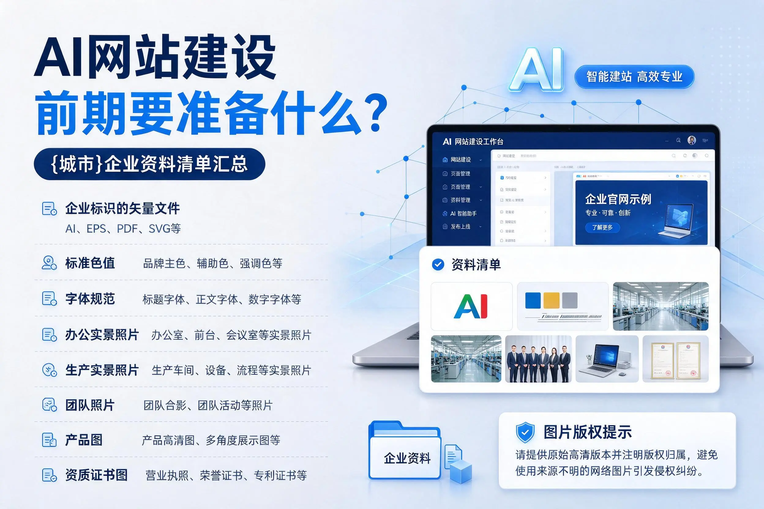 AI网站建设前期要准备什么?嘉兴企业资料清单汇总